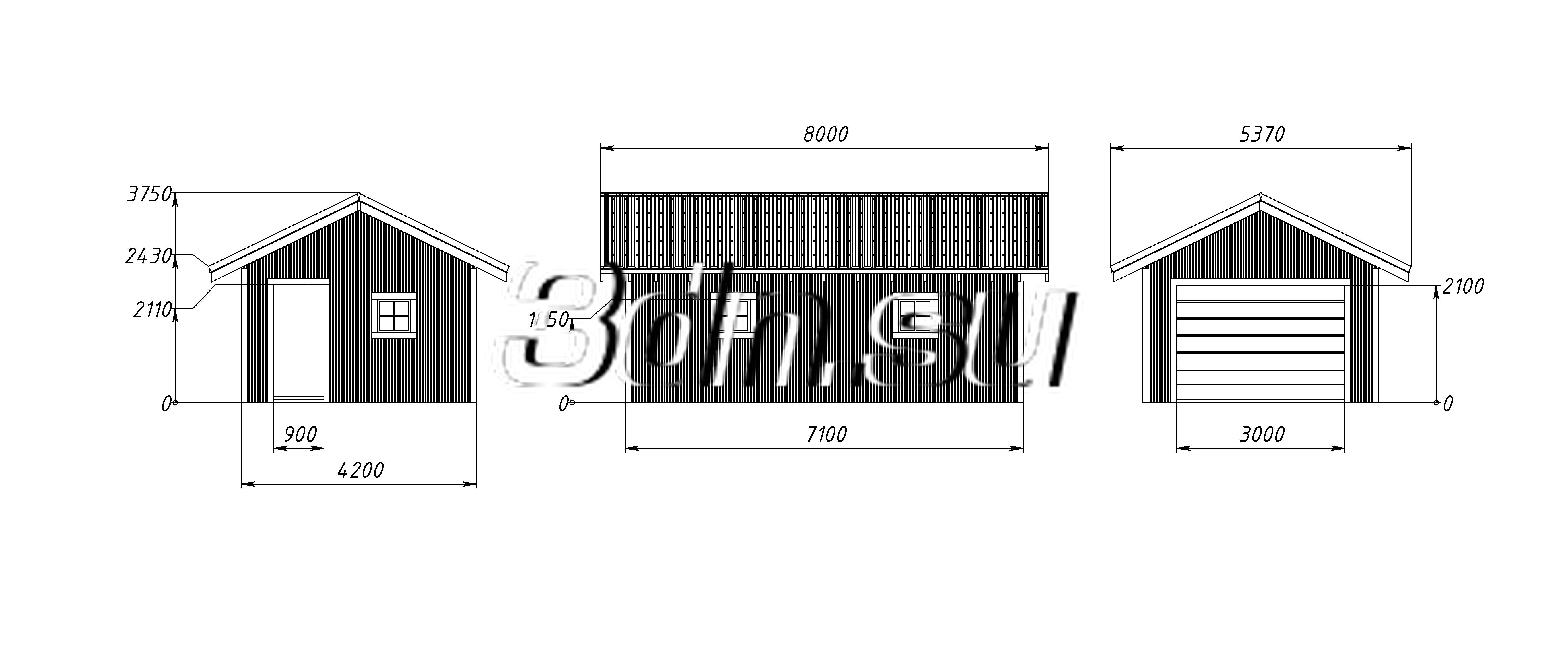 Каркасный гараж эскиз